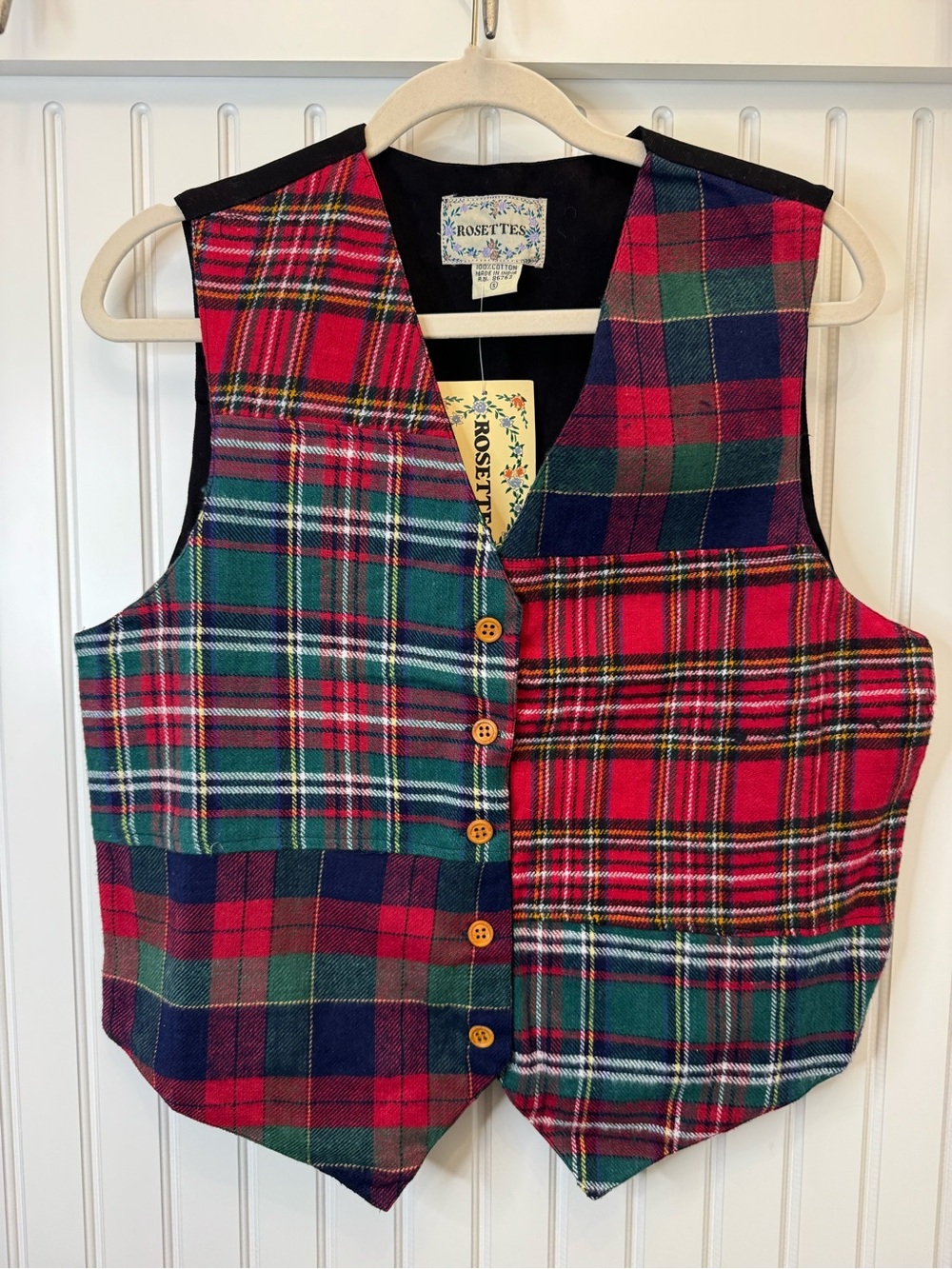 Vintage Rosettes 90’s Patchwork Tartan Plaid Cottage Core Vest